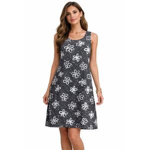 Off White Womens Black Sleeveless Floral Print Beachy Peasant Dress Size Large